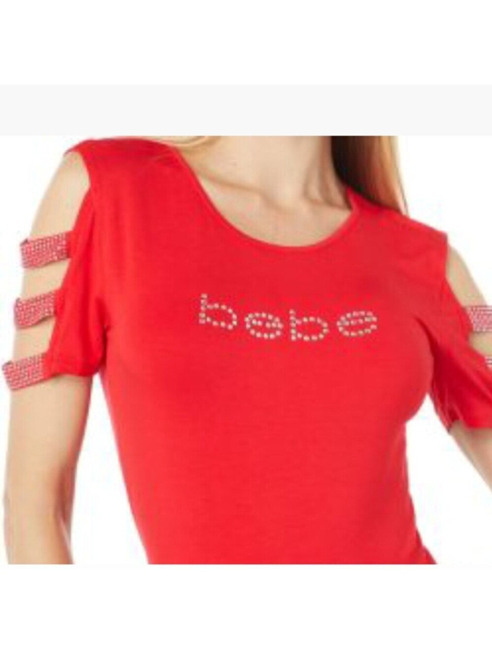Bebe XL Red Sexy Dress Swarovski Crystal Club Y2K Dance Date Valentines Bodycon